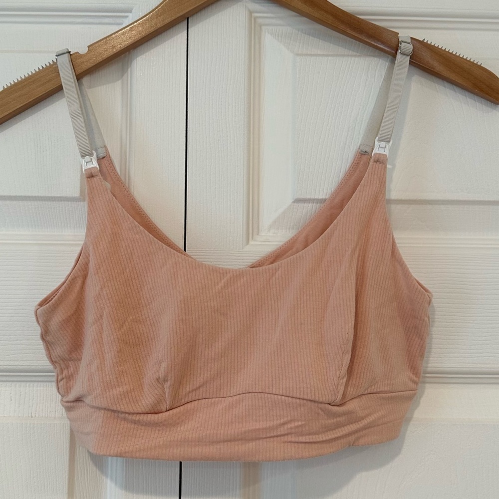 Women's Pink Ribbed Bralette